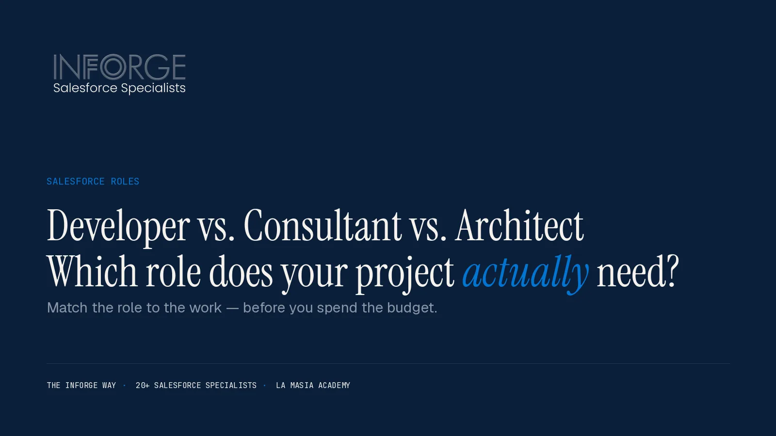 Salesforce Developer vs. Consultant vs. Architect: Which Role Does Your Project Actually Need?